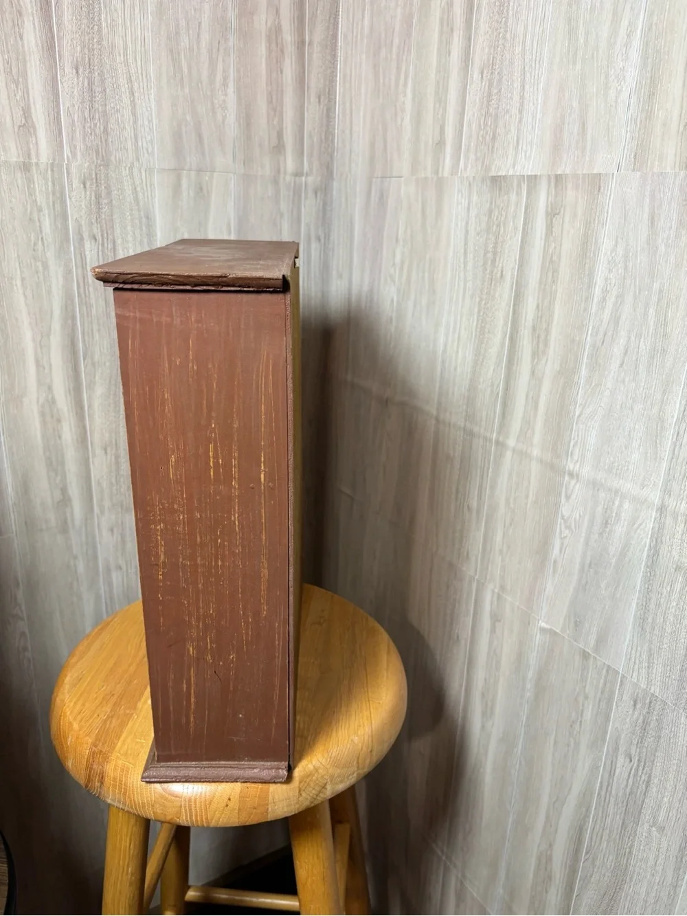 Rustic Country Decorative Wall Cabinet with Wooden and Fabric Applique Details